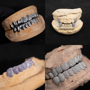 Grillz personnalisés en argent sterling 925 plaqué or avec moissanite VVS D Dolor, testée au diamant, style Hip Hop Iced Out pour homme, cadeau - Product Image 5