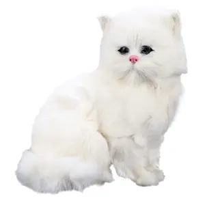 Atacado De Alta Qualidade Real-like Branco Gato Persa Brinquedo De Pelúcia Bonito Gatinho Vivid Recheado Animal Brinquedo De Pelúcia