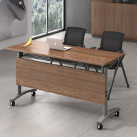 Table de conférence moderne de luxe en bois avec roulettes, pliable et rotative, idéale pour la formation et l'apprentissage en bureau (vente en gros)