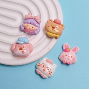 เรซิ่นรูปการ์ตูนน่ารัก - หัวสุนัข กระต่าย หมี แมว สำหรับตกแต่งสมุดภาพและกิ๊บติดผม - Product Image 1