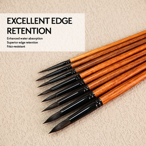 แปรงสีน้ำขนกระรอกทรงกลมการกักเก็บน้ำที่แข็งแกร่งโลโก้ออกแบบได้ตามต้องการสำหรับภาพวาดสีน้ำมันอะคริลิก - Product Image 3