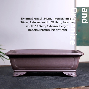 Grand <span class=keywords><strong>pot</strong></span> rectangulaire en céramique, <span class=keywords><strong>pot</strong></span> à bonsaï Yi Xing non émaillé, écologique, pour intérieur/extérieur, décoration <span class=keywords><strong>de</strong></span> jardin, pots à fleurs pour patio - Product Image 6