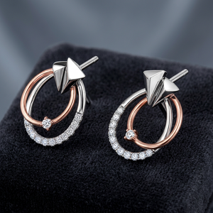 Pendientes de Diamantes de Oro Macizo para Mujer, Chapados en Oro Rosa, Corte Brillante Redondo, Joyería Minimalista, 10K, 14K, 18K, Plata 925, 935 - Product Image 1