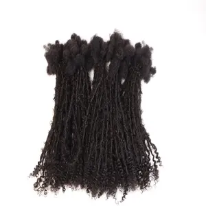 100% natural faux afro kinky human hair butterfly locs soft dreadlocks with loose curly ends for sale