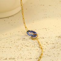 Ensemble de bijoux NIMAI de luxe avec double cercle, pour femmes, en acier inoxydable, chaîne simple à clip, pendentif en pierre naturelle, collier et bracelet