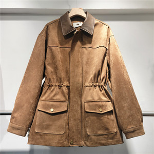 Nouvelle Arrivée Automne 2026 – Manteau <span class=keywords><strong>Trench</strong></span> Rétro en <span class=keywords><strong>Daim</strong></span> Ample à Col Revers et Fermeture Éclair à Manches Longues - Product Image 4