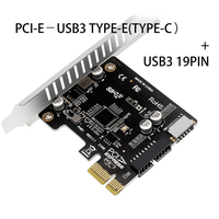 5Gbps PCIE USB 3.0 Carte PCI Expree PCI-E vers USB3 Type-E 19P Carte d'extension Type-C Adaptateur de contrôleur de panneau avant pour carte mère