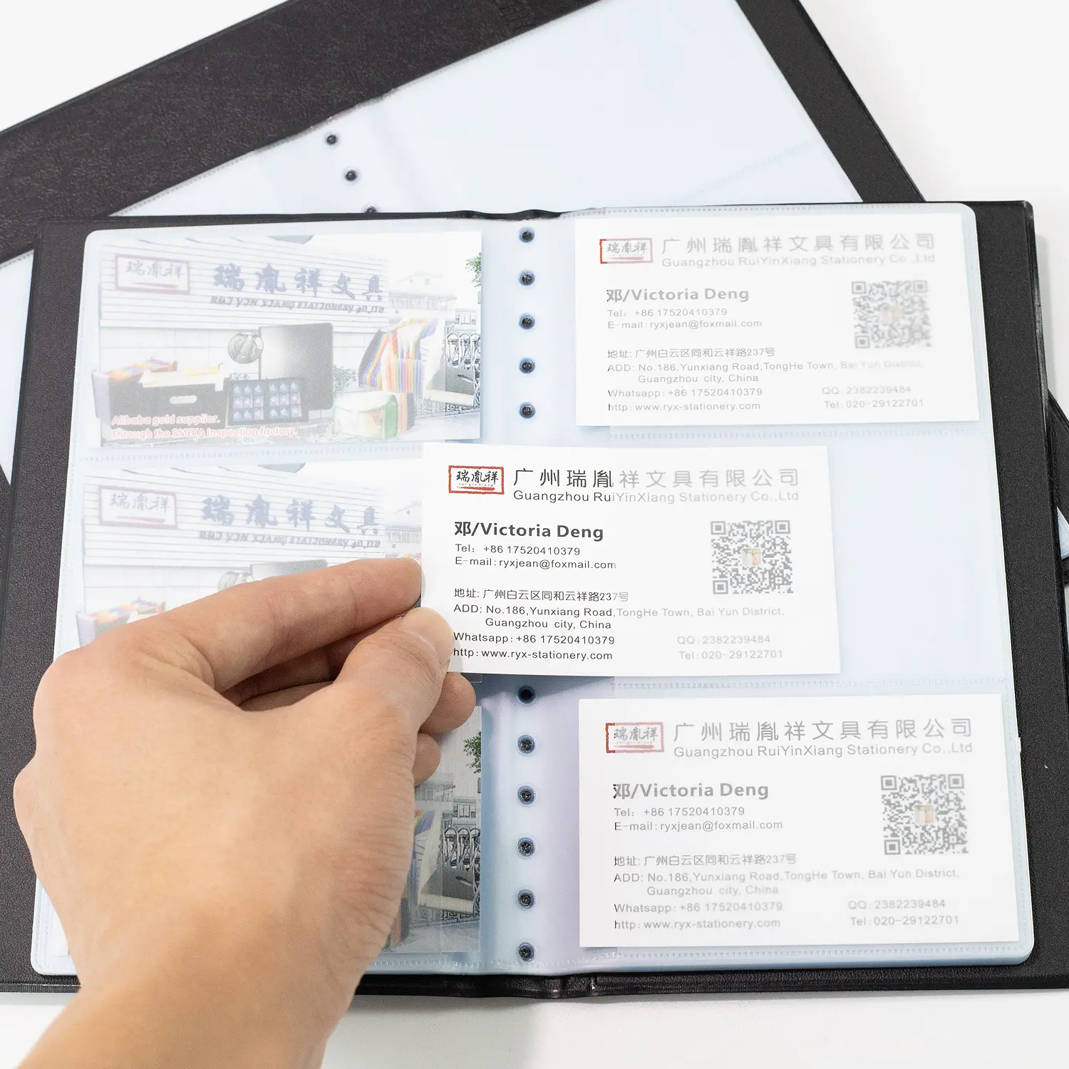 Organisateur de cartes de visite en PVC noir, porte-cartes de visite Portable de grande capacité pour hommes et femmes