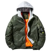 Blouson aviateur homme fin de haute qualité, style MA1, col montant décontracté, avec capuche, pour l'hiver, idéal pour la moto, personnalisable avec logo, vente en gros
