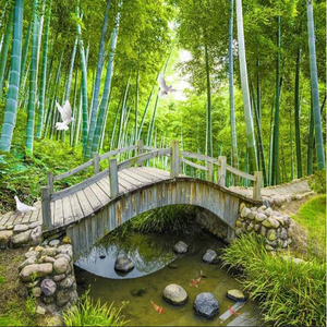 Carta da Parati Fotografica Personalizzata con Paesaggio Naturale Forestale 3D per Decorazione di Soggiorno e Camera da Letto - Product Image 3