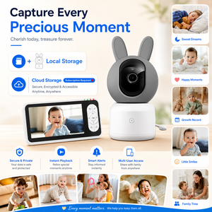 <span class=keywords><strong>Babyphone</strong></span> vidéo Wi-Fi 1080P Tuya avec zoom numérique 4X, détection des pleurs, audio bidirectionnel sans fil et berceuses - Product Image 2