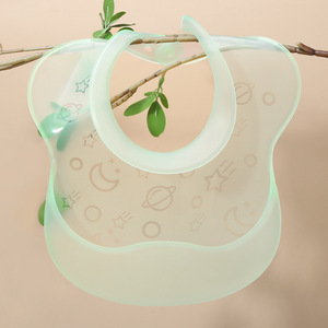 Thin Silicone Feeding Bib Arc Type <b>Light</b> Green 0-12 Months Waterproof Leak Proof Drool Proof Baby Bib - Product Image 1