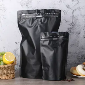 Witte Zwarte Platte Bodem Koffiepoeder Bonen Voedselverpakking Plastic Zakken Voor Snacks 250G 1Kg Verpakkingszakken