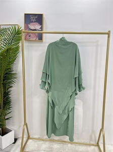 Zifeng OEM <span class=keywords><strong>Nina</strong></span> Ropa Islamica Eid élégant plaine dubaï turc couleur unie hijab robe ouverte ensemble de deux pièces - Product Image 6