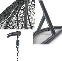 Chaise balançoire à œufs suspendue en rotin PE robuste avec support coussin chaise balançoire de patio hamac en osier pour cour de jardin