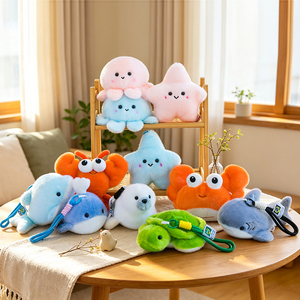 Llavero de Peluche de Animales Marinos al por Mayor de Fábrica <span class=keywords><strong>con</strong></span> Cordón, Tiburón, Delfín, Ballena, Tortuga, OEM Personalizado para Regalo - Product Image 2