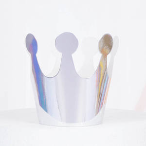 Chapeau en papier décoratif pour la pâtisserie, personnalisable avec logo, multi-styles, or et argent, papier épais pour enfants et adultes - Product Image 1