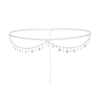 Chaîne de taille en strass d'été pour femmes, chaîne de corps en or et argent pour la danse du ventre, bijoux de bikini