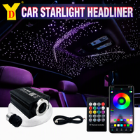 Kit de plafonnier étoilé pour voiture YD, fibre optique, 16W RGBW, 13 couleurs, 12V, contrôle par application, télécommande RF, synchronisation musicale, éclairage LED étoilé pour plafond de voiture