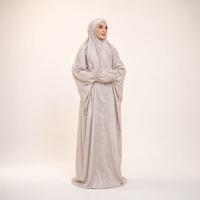 Ensemble de prière Mukena gris chaud pour femmes, taille modeste, vêtements islamiques
