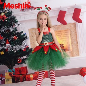 Meshin Green Princess Pompadour Skirt for Girls Children's Christmas Holiday Polyester <b>TV</b> & Movie Costume with Character Pattern - Product Image 1