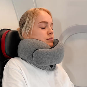 Oreiller de voyage portable réglable Support de cou médical avec mousse à mémoire de forme et appui-tête élastique Coussin d'oreiller d'avion portable - Product Image 1