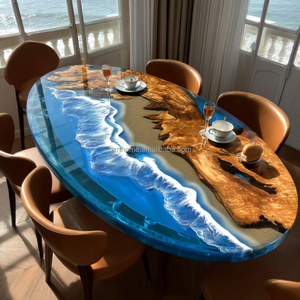 Rắn Gỗ ván Tabletop Faux sông thiết kế Epoxy ven biển bảng bàn ăn - Product Image 2