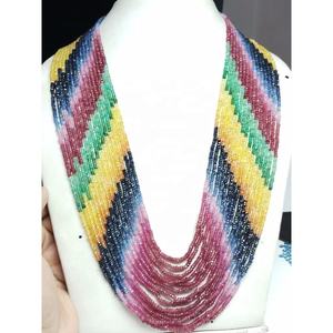 Collier de perles de saphir naturel multicolores à facettes, 5/7/9 brins, 2,5-3 mm, qualité supérieure, origine Afrique, fabrication de bijoux M.Y.GEMS - Product Image 3