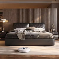 Lit King Size de Luxe en Tissu avec Tête de Lit Large, Nouveau Style, Mobilier de Chambre Moderne, Ensemble de Salon