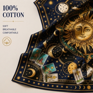 Écharpe carrée personnalisée 100% coton 50x50cm, bandana imprimé personnalisé, foulard pour le cou et la tête avec étiquette personnalisée, OEM - Product Image 3