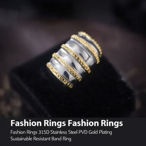 Fashion <b>Rings</b> 316L Stainless Steel PVD Gold Plating Sustainable Resistant Band <b>Ring</b> - Product Image 3