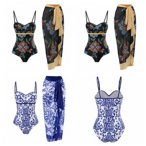 Traje de Baño Personalizado con Estampado Floral, Conjunto de 2 Piezas, Traje de Baño con Falda, Bikini Sexy de Cintura Alta, Ropa de Playa - Product Image 2