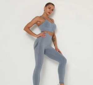 JAC22 Sm2551 Conjunto Deportivo Sexy sin Costuras con Tirantes, Nuevo, Absorbente de Sudor, Levanta Glúteos, <span class=keywords><strong>El</strong></span>ástico, para Fitness, <span class=keywords><strong>Yoga</strong></span> - Product Image 3