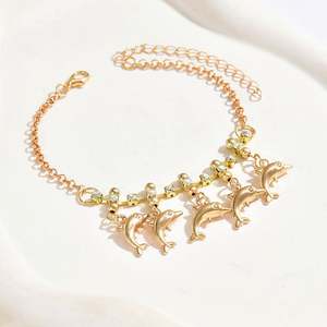 สร้อยข้อเท้าโลหะสไตล์ยุโรปอเมริกันสำหรับผู้หญิง ประดับจี้รูปปลาโลมาและเปลือกหอย ดีไซน์หรูหรา สไตล์ฮิปฮอป ผลิตจากโลหะผสม ประเทศจีน - Product Image 3