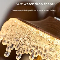 Lustre LED suspendu d'occasion en fer forgé, style goutte d'eau, rétro, couleur noyer, pour restaurant, lampe de couloir, style français, petite taille