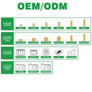 OEM ODM 1200回サイクルAA充電式NIMHバッテリーパック2600mAh1.2vNI-MHバッテリー (はんだタブ付き)