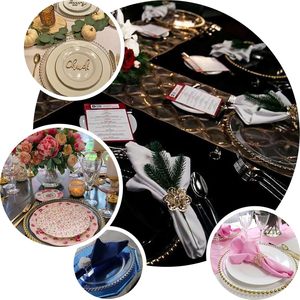 13-Inch Modern Clear Gold Beaded Glass Charger <strong>Plate</strong> Eco-Friendly Wedding Dinner <strong>Plate</strong> <strong>Decorative</strong> for Party - Product Image 5