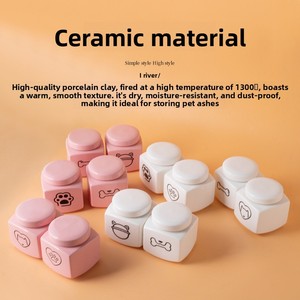 Urne funéraire carrée en céramique faite à la main pour cendres de chien/chat, couvercle scellé, étanche, écologique, moderne, commémorative - Product Image 5