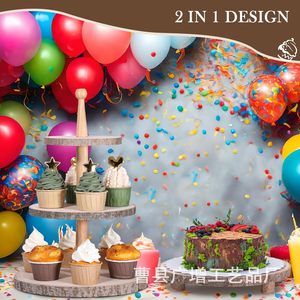 Soporte Redondo de Madera para Cupcakes de 4 Niveles, Exhibidor de Postres Rústico para Decoración de Mesa en Bodas y Fiestas - Product Image 3