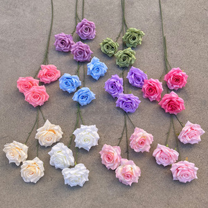 3-Đầu Màu Xanh Tím Lụa Nhân Tạo Tăng Hoa Sắp Xếp Cho Ngày Của Mẹ Giáng Sinh Năm Mới Valentine Của Ngày Bảng Trang Trí Nội Thất - Product Image 2