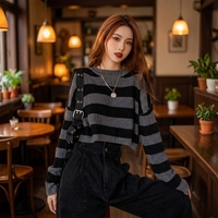 Pull décontracté rayé pour femme, collection automne-hiver 2026, tricot vintage, chaud, à manches longues, col rond, anti-plis