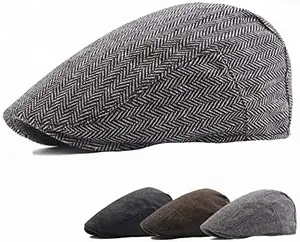 Beret Flat Brim Travel Hat lã e poliéster Tweed Travel Hat para exterior