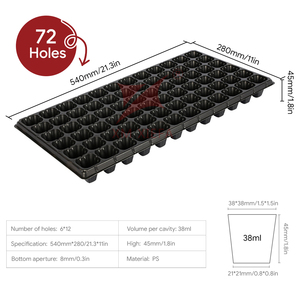 Bandeja de Cultivo PS al por Mayor, Diseño Estándar de 15/20/72 Orificios para una Germinación y Trasplante Eficientes de Semillas - Product Image 3