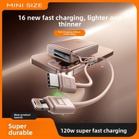 Nouvelle batterie externe tendance 120W au lithium polymère-ion 20 000 mAh, charge ultra-rapide, mince, portable, câble intégré, personnalisable