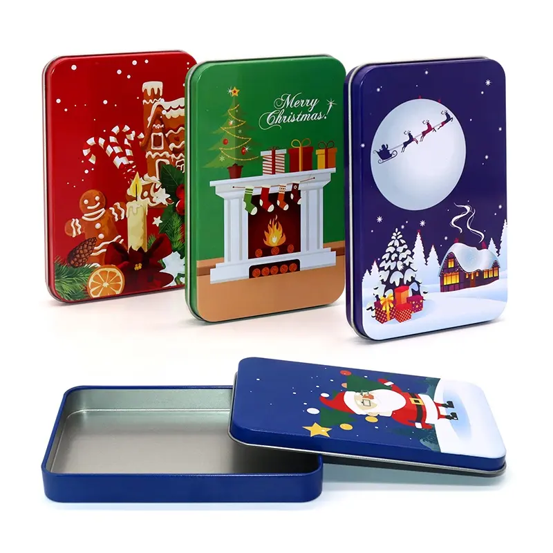 クリスマスホリデーパッケージティンボックス装飾ネストサンタピンクキャンディークッキーチョコレートギフトティンコンテナ