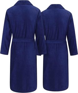 Customized <b>Kimono</b> Collar Adult <b>Men's</b> 100% Cotton Velour Breathable Warm Long Sleeve Bathrobe with Front Logo - Product Image 2