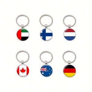 Porte-clés personnalisés avec drapeau national - Porte-clés en résine époxy et métal avec drapeaux de pays - Porte-clés vierges pour cadeaux promotionnels - Product Image 1