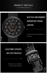 फैशन खोखले पहिया डिजाइन चमड़े का पट्टा जापान आंदोलन 3 एटीएम निविड़ अंधकार क्वार्ट्ज घड़ी के लिए पुरुषों - Product Image 4