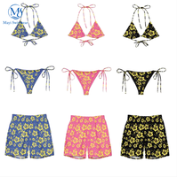 Baju Renang Mewah Dua Potong Model Segitiga Mikro untuk Wanita, Set Bikini Pinggang Tinggi dengan Halter & Tali, Baju Renang 3 Potong Custom