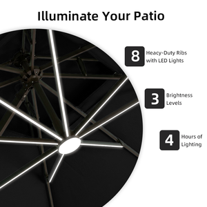 <span class=keywords><strong>Parasol</strong></span> rectangulaire HANYI 9x12 pieds avec lumière LED, anti-UV, cantilever, pour jardin, hôtel, piscine - Product Image 4